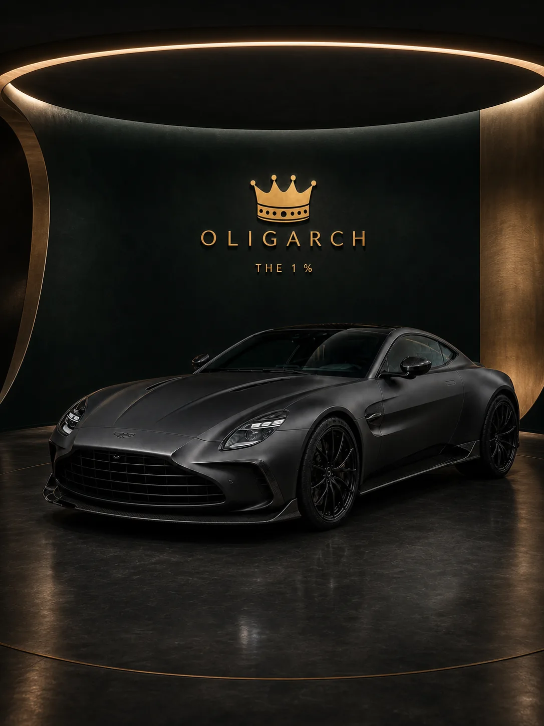 Aston Martin Vantage with the OLIGARCH carbon fibre body kit, seen from three-quarters